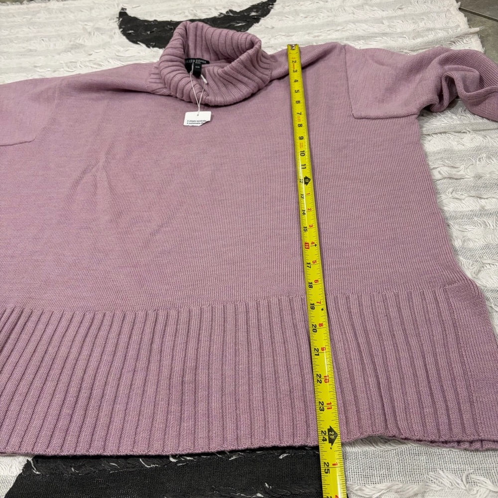 Eileen Fisher Sweater Womens M Pink Italian Merino Wool Relaxed Turtleneck Tunic - Picture 11 of 12